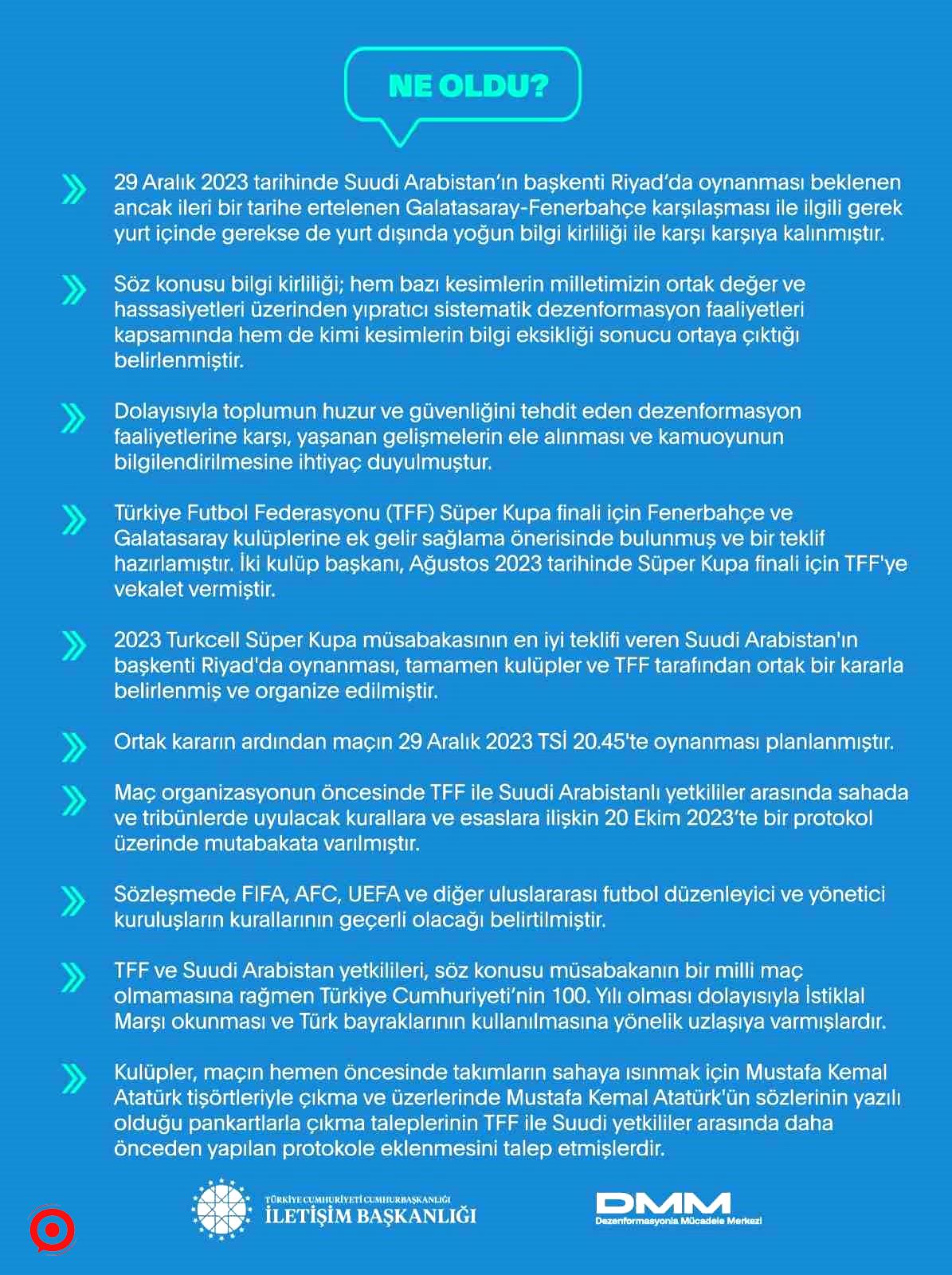 İletişim Başkanlığı’ndan Süper Kupa finali hakkında açıklama