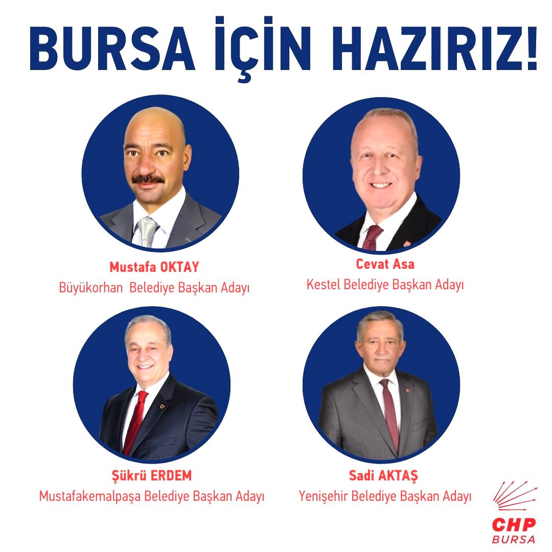 CHP’de Bursa’nın 4 ilçe belediye başkan adayı belli oldu