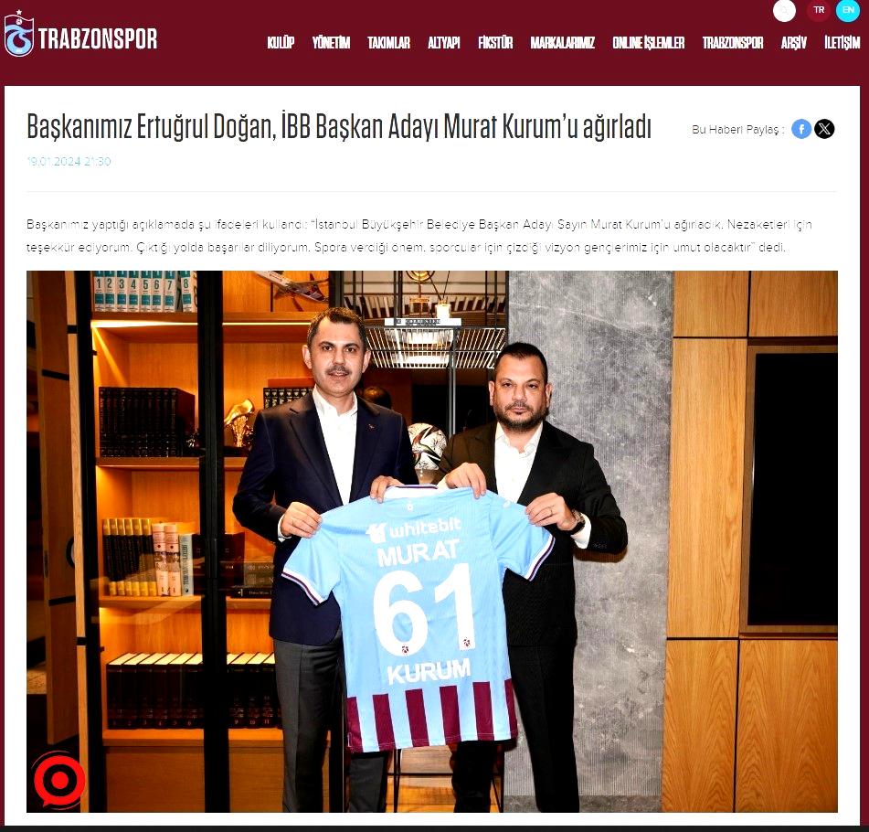 Murat Kurum, Trabzonspor Başkanı Ertuğrul Doğan’ı ziyaret etti