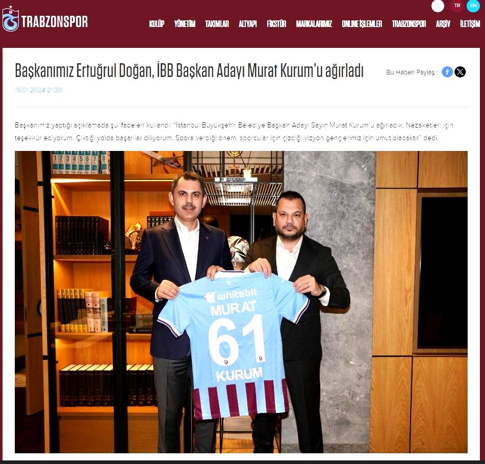 Murat Kurum, Trabzonspor Başkanı Ertuğrul Doğan’ı ziyaret etti