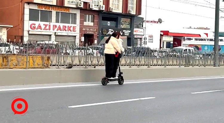 Sultangazi’de elektrikli scooterla tehlikeli yolculuk