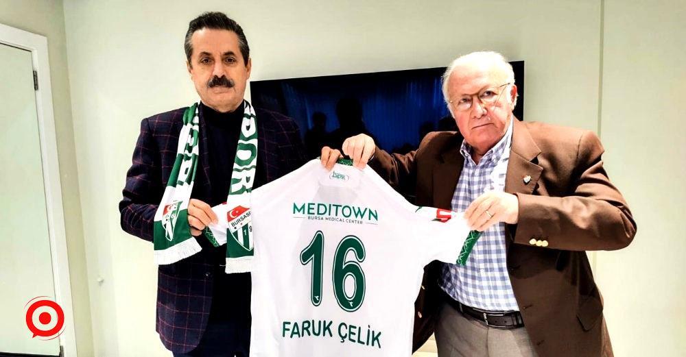 Bursaspor Başkanı Sinan Bür, Faruk Çelik’i ziyaret etti