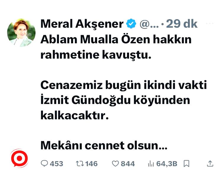 Meral Akşener hayatını kaybeden ablası için Kocaeli’ye geliyor