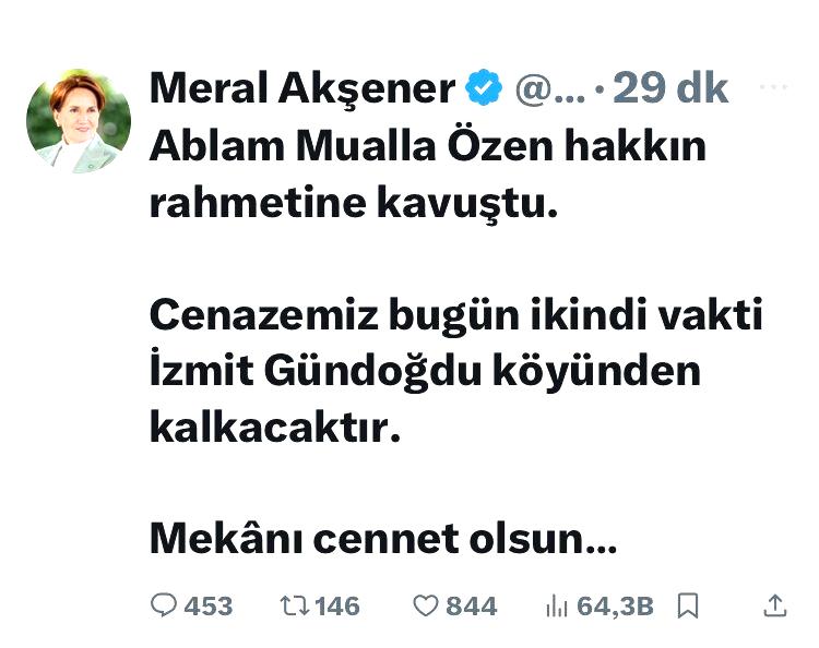 Meral Akşener hayatını kaybeden ablası için Kocaeli’ye geliyor