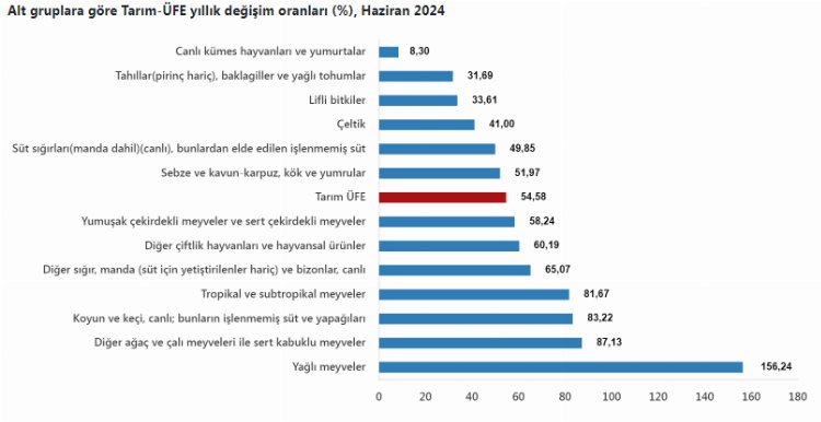 Tarım ürünleri aylık ve yıllık arttı