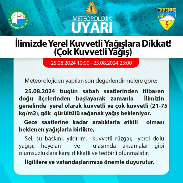 Sinop'tan uyarı! Dere yataklarından uzak duralım