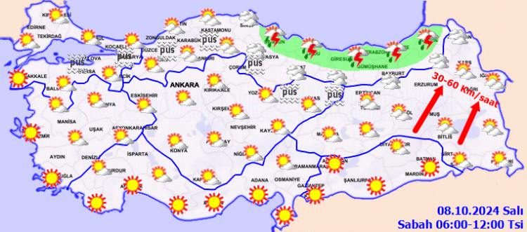 8 Ekim hava tahmin raporu yayımlandı... Doğu Anadolu'da yağışlara dikkat!