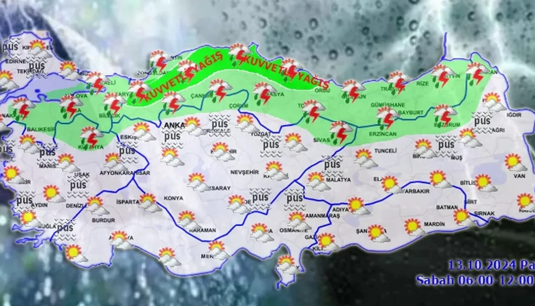 Meteoroloji'nin 13 Ekim Pazar