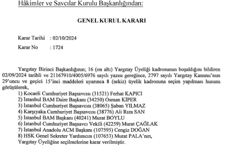 Yargıtay ve Danıştay üyeliklerine seçilenler 'Resmi'leşti