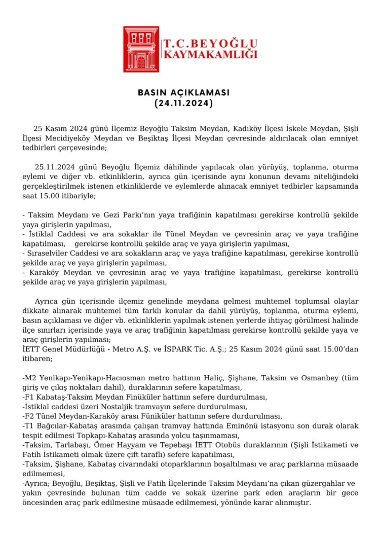 İstanbul Valiliği saat verdi.. O metro hattı ve istasyonlar kapalı olacak