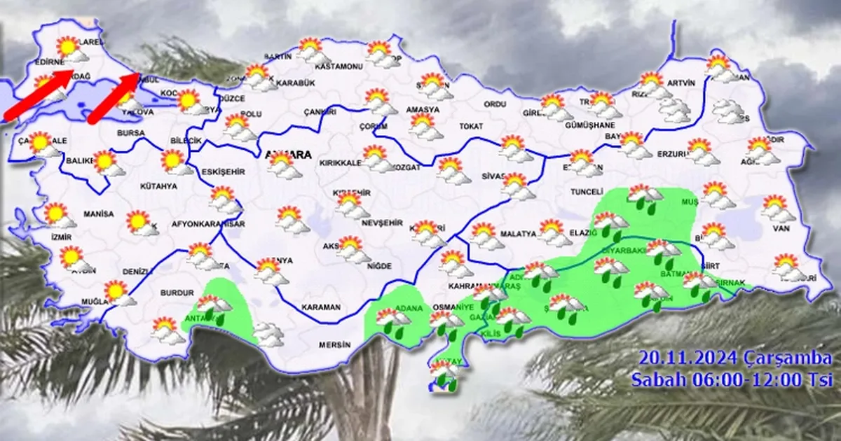 Meteoroloji'den 20 Kasım raporu... Kıyılarda yağmur Marmara'da kuvvetli rüzgar