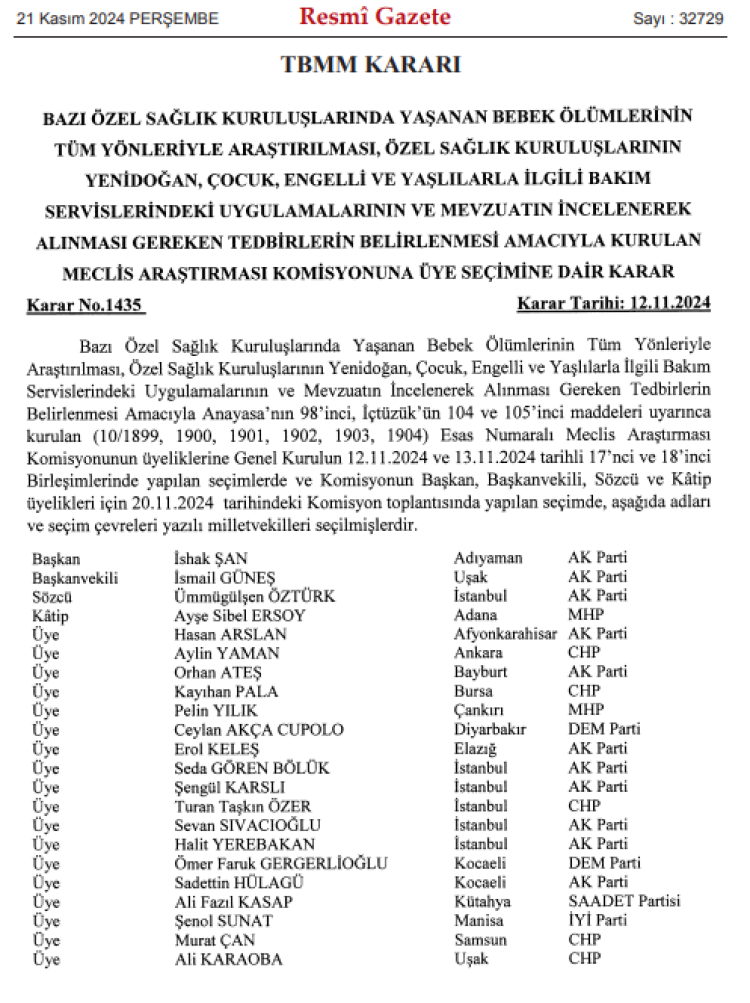 TBMM çocukların korunması ve bebek ölümlerini araştıracak... Komisyonda Bursa'yı temsilen Kayıhan Pala da yer aldı