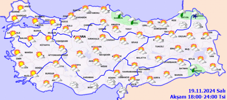 Türkiye geneli parçalı ve çok bulutlu... Doğu'da yağış var