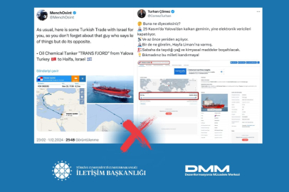 Türkiye’den İsrail’e 'kimyasal yüklü tanker gittiği' iddiaları asılsız