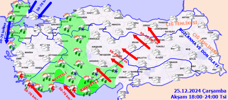 Yurtta bugün hava nasıl olacak? Meteoroloji'den 25 Aralık Çarşamba raporu