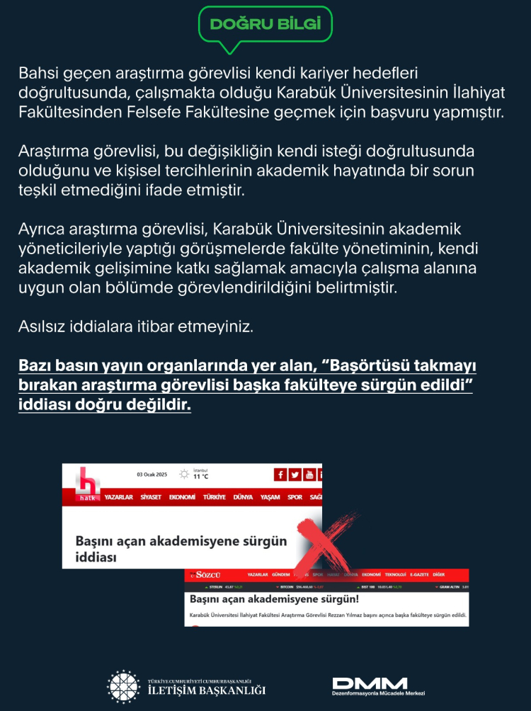 Başörtüsü sürgünü iddialarına İletişim'den açıklama