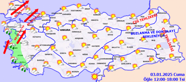 Batıda yağmur, doğuda çığ ve buzlanma