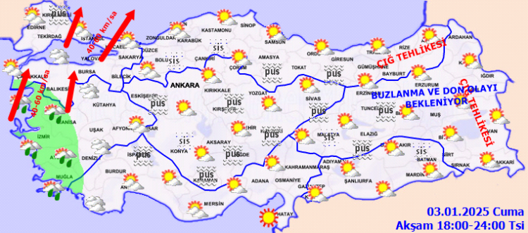 Batıda yağmur, doğuda çığ ve buzlanma