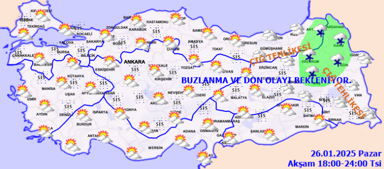 Doğuda çığ, buzlanma ve don... Yurtta bugün hava nasıl olacak?