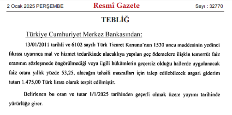 Geç ödemelere ilişkin temerrüt faizi yükseltildi