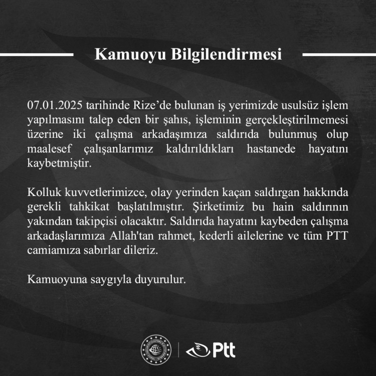 Rize'de PTT'ye saldırı! 2 ölü