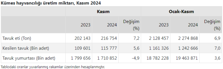 Tavuk eti üretimi yüzde 7 arttı