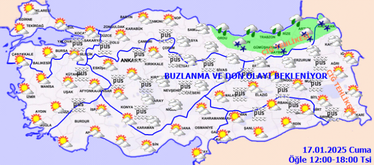 Yurdun iç ve doğu kesimlerinde buzlanma ve dona dikkat!