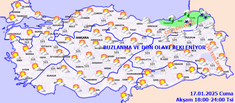 Yurdun iç ve doğu kesimlerinde buzlanma ve dona dikkat!