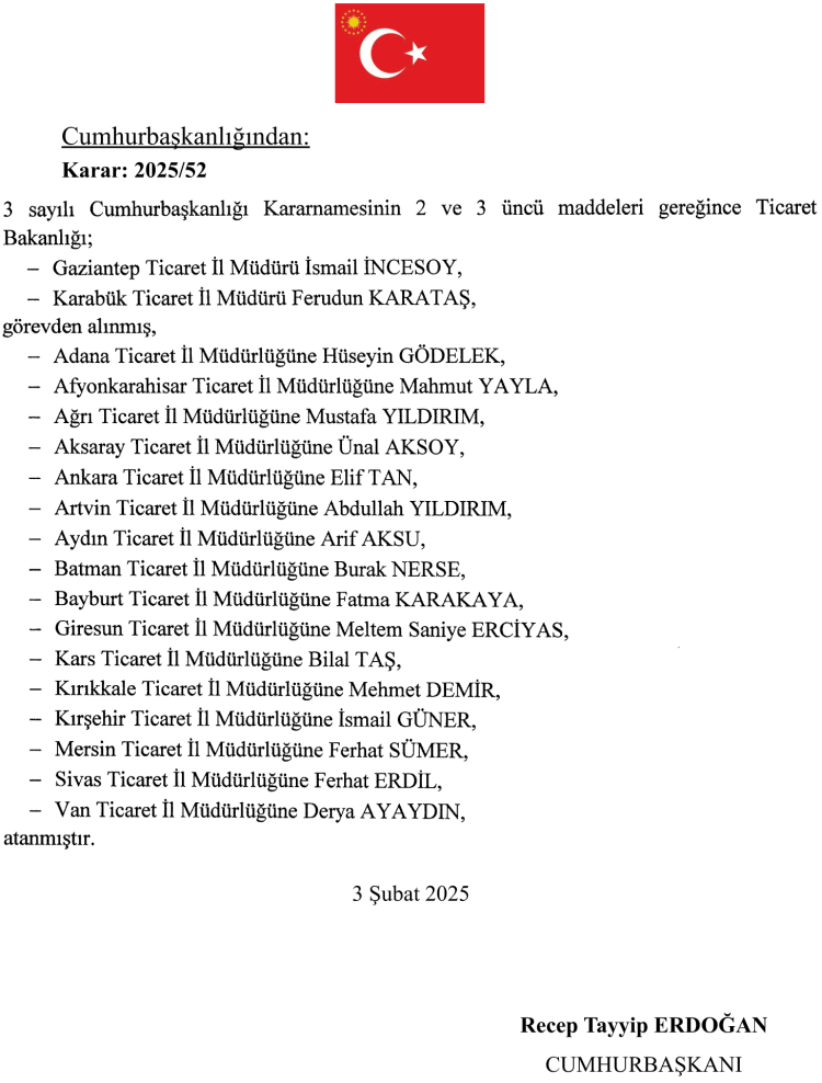 16 Ticaret İl Müdürlüğü'ne yeni atama