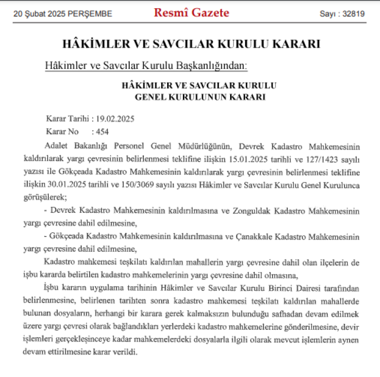 HSK iki kadastro mahkemesini kapattı!