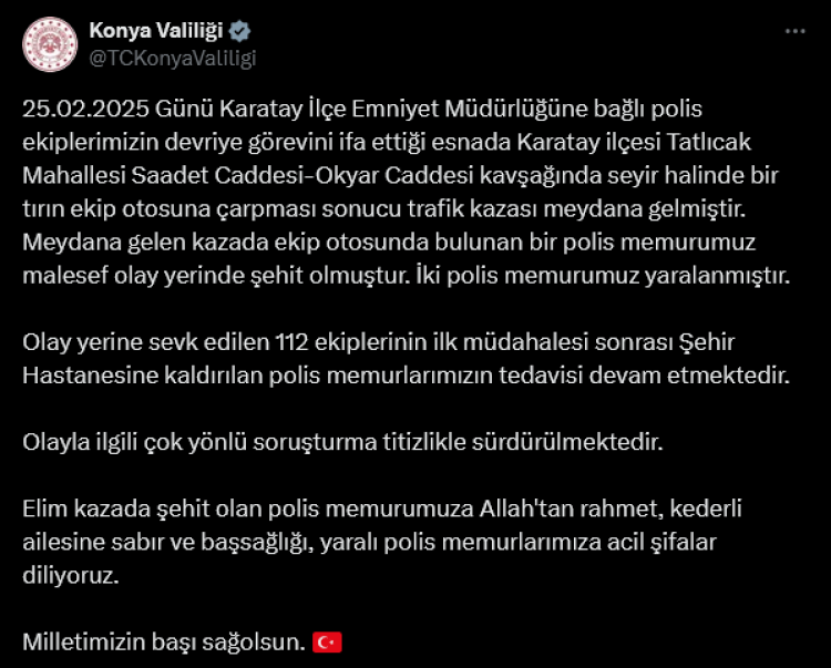 Konya'da acı devriye!