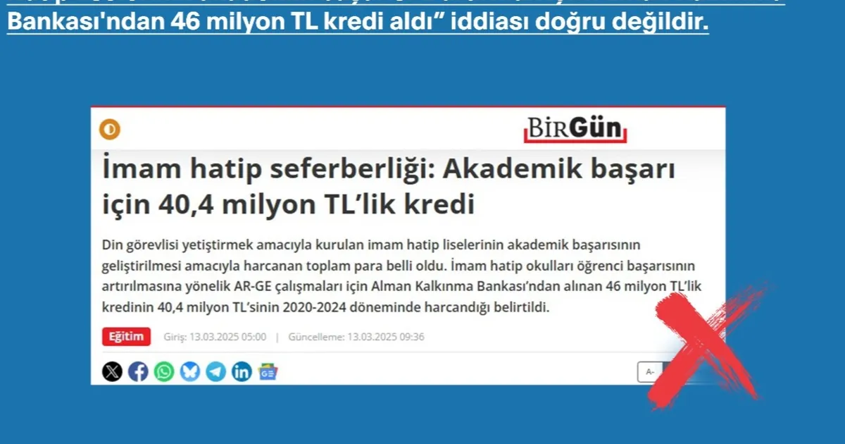 İmam Hatipler'in başarısı için kredi iddiaları asılsız!