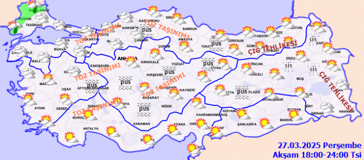 Meteoroloji'den uyarı! İç ve batı kesimlerde toz taşınımına dikkat!
