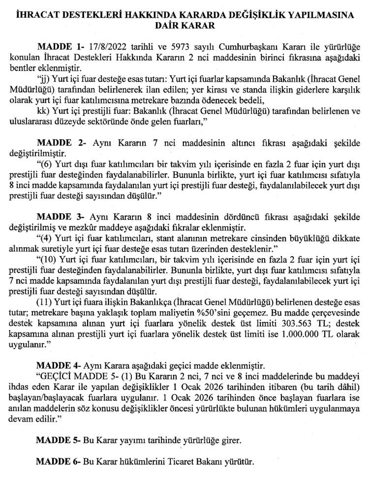 İhracat hamlesi... Fuar limitleri güncellendi