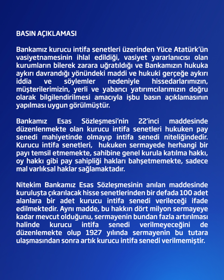 İşbankası'ndan kayyum açıklaması