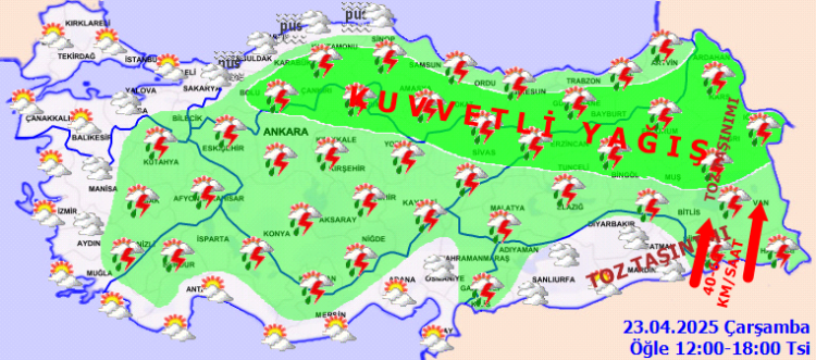 Kıyılar hariç Anadolu'ya kuvvetli uyarı! 23 Nisan'da yurtta hava nasıl olacak?