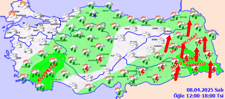 Meteoroloji'den 'kuvvetli' uyarı! Kuvvetli sağanak yağmur, fırtına ve toz taşınımı var!