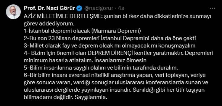 Prof. Dr. Naci Görür’den Marmara Depremi uyarısı: Dirençli kentler oluşturalım!