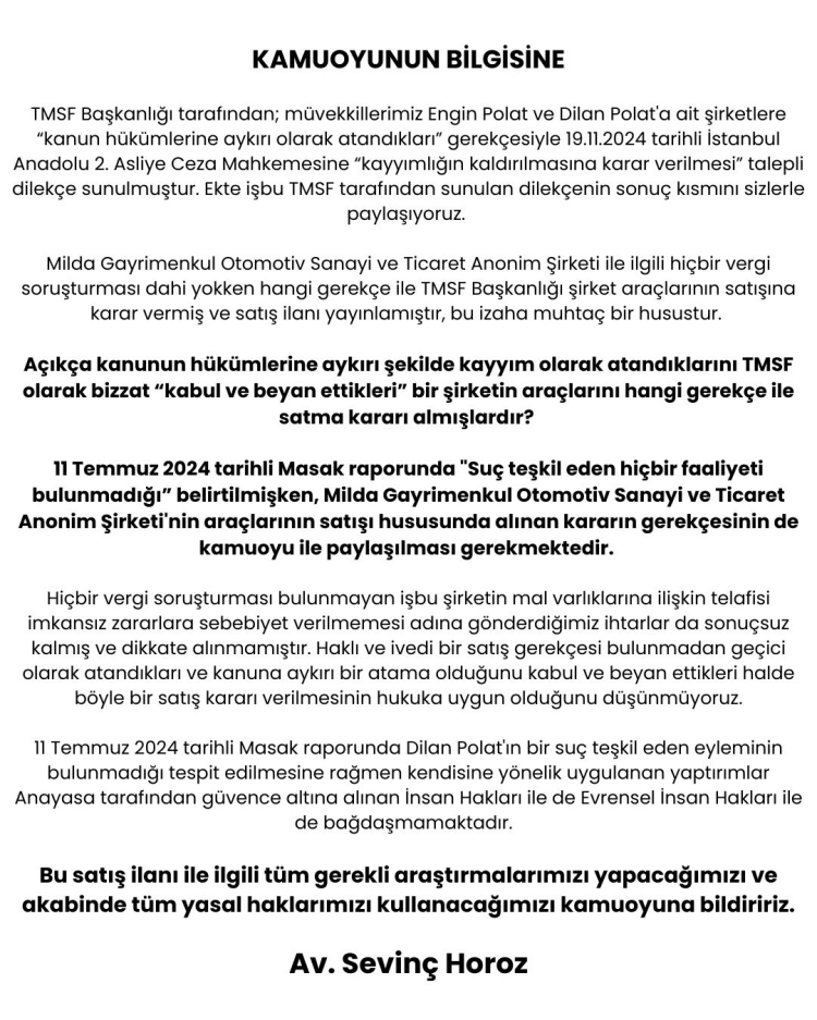 TMSF listeyi yayımladı! Dilan-Engin Polat cephesinden sert tepki geldi