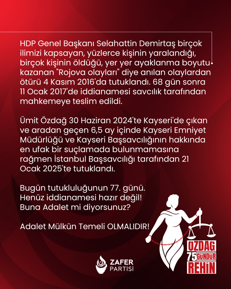 Ümit Özdağ'ın iddianamesi tutukluluğunun 78. gününde hazırlandı