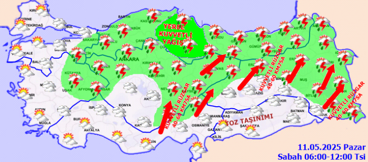 Meteoroloji'den sağanak, fırtına ve toz uyarısı