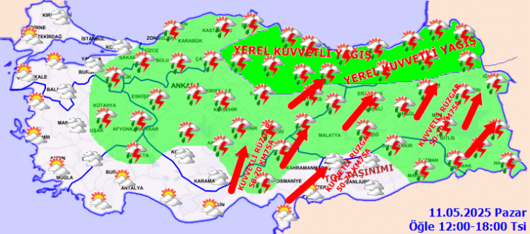 Meteoroloji'den sağanak, fırtına ve toz uyarısı