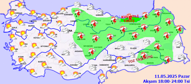 Meteoroloji'den sağanak, fırtına ve toz uyarısı