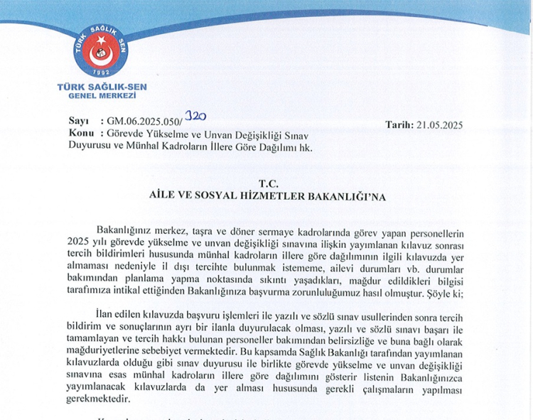Türk Sağlık-Sen Kocaeli: Boş kadrolar sınav öncesi açıklansın