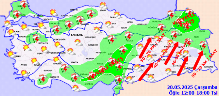 Türkiye’de kuvvetli yağış ve fırtına alarmı!