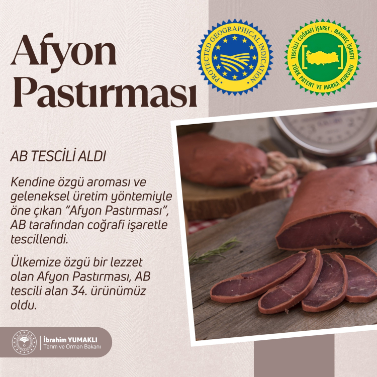 Afyon Pastırması'na AB tescili... 34. coğrafi işaretli ürünümüz oldu