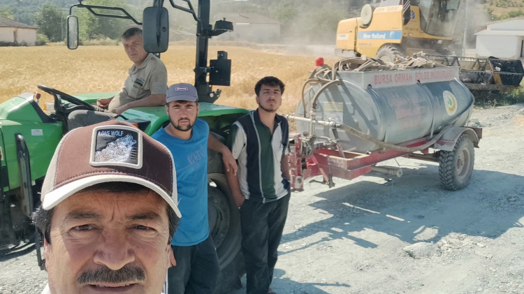 Bursa'da Yenişehirli çiftçilerden yangın seferberliği