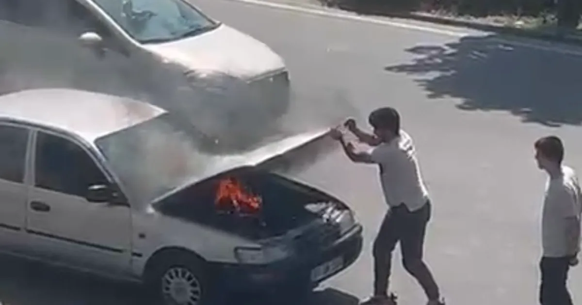 Düzce’de otomobil yangını paniğe neden oldu