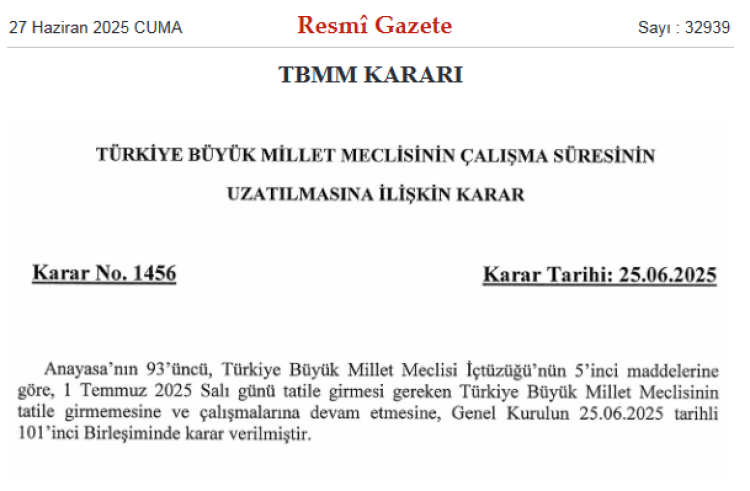 TBMM çalışma süresi uzatıldı... Meclis tatile girmiyor!
