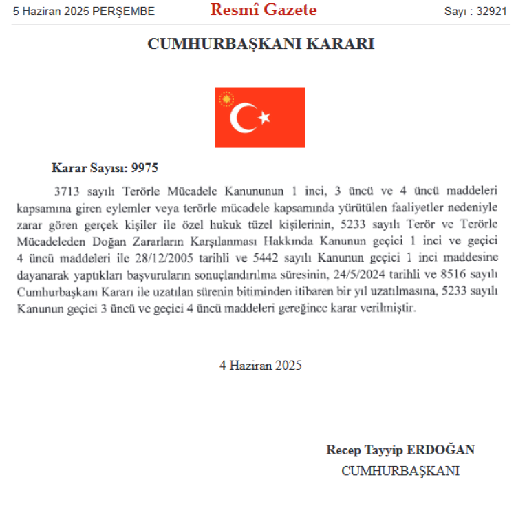 Terör mağdurlarına ek süre... 1 yıl daha uzatıldı!